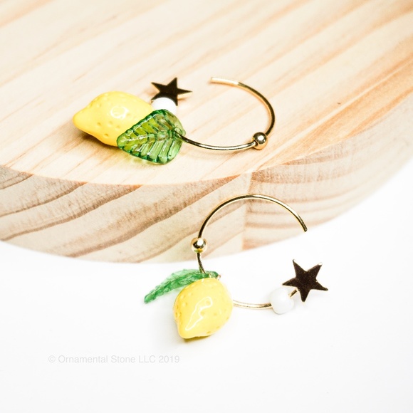 Ornamental Stone Jewelry - Fresh Lemon Dainty Hoops Fruit ORNAMENTAL STONE 02